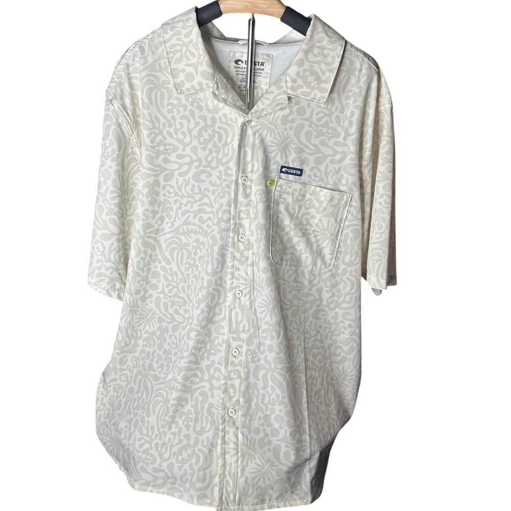 Costa Del Mar Mens Camp Tech woven printed button down shit size xxxl